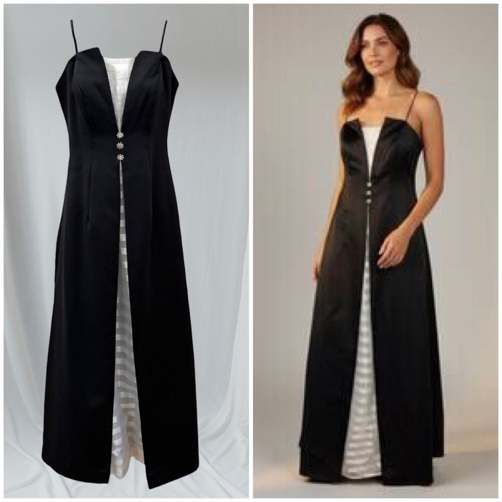 Vintage Cachet B&W Tuxedo Contrast Princess Gown